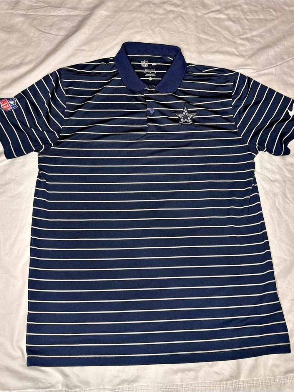 Nike Dallas Cowboys Dri-FIT Striped Polo Shirt Men's Size Medium